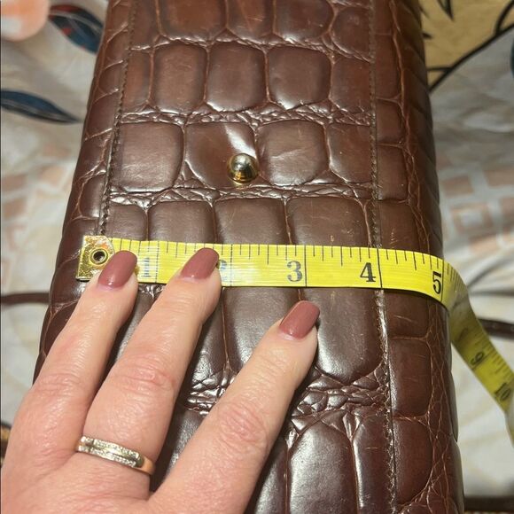 Furla Brown Embossed Leather Handbag - Picture 14 of 16